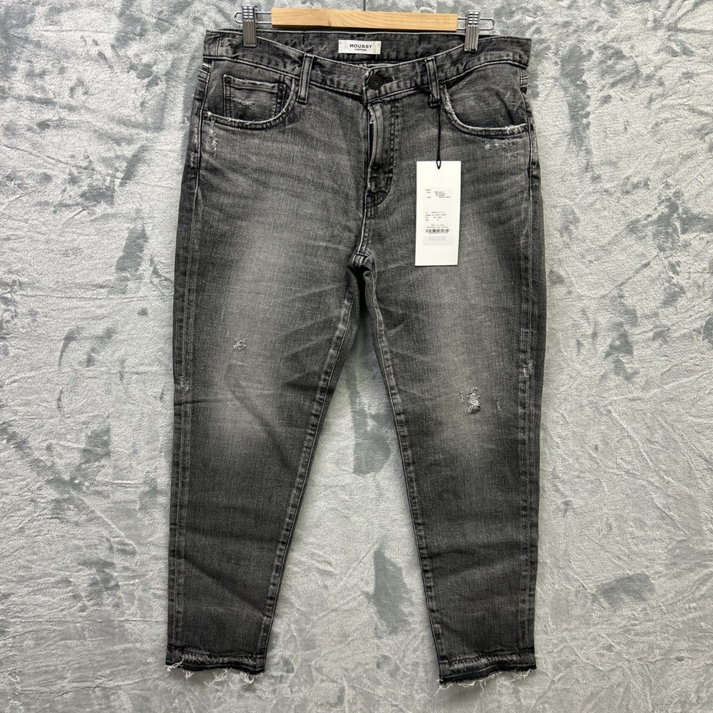 Moussy Vintage Jeans Womens 31 Light Black Cadet Skinny Frayed Made In Japan